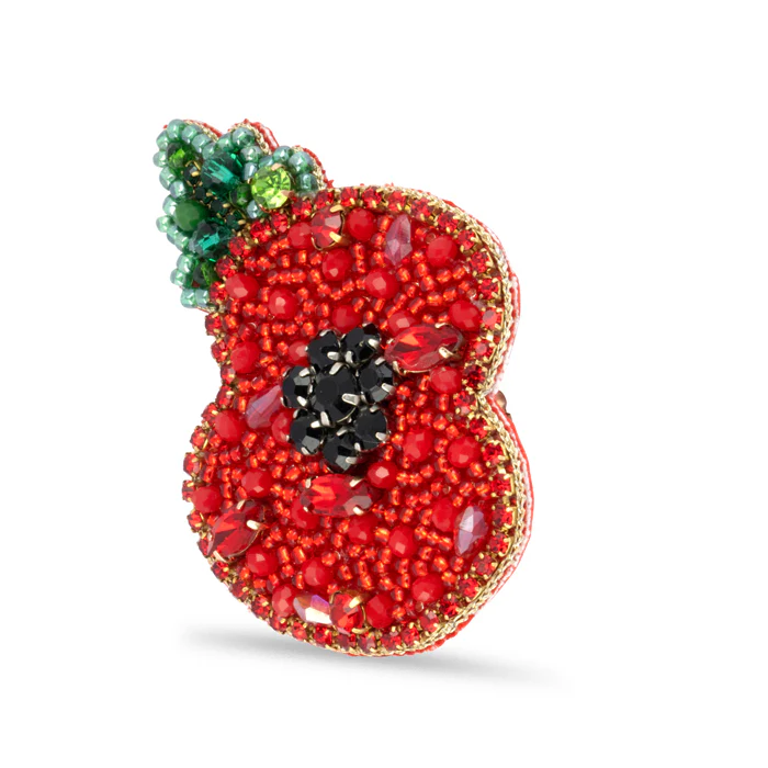 Beaded Leaf Poppy Brooch - Image 2
