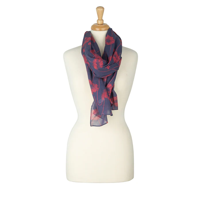 Blooming Poppy and Bud Lightweight Scarf - Image 2