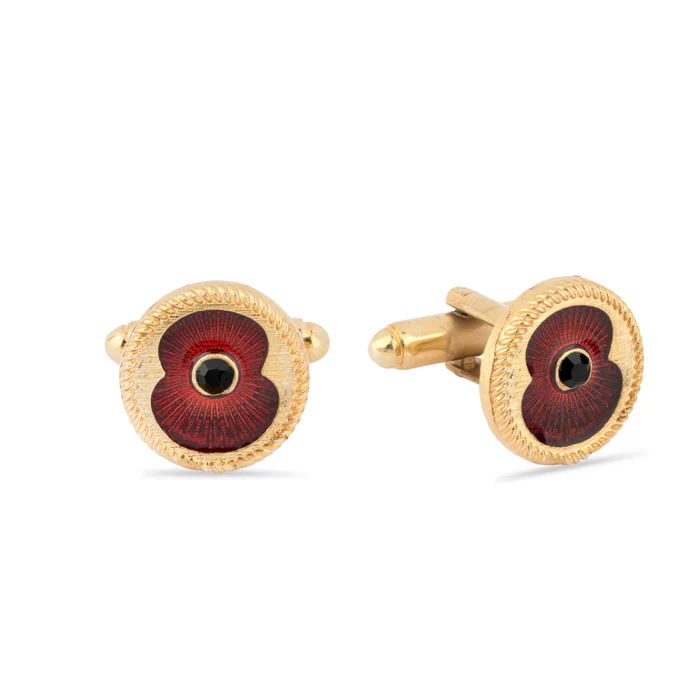 British Pewter Poppy Round Cufflinks - Image 2