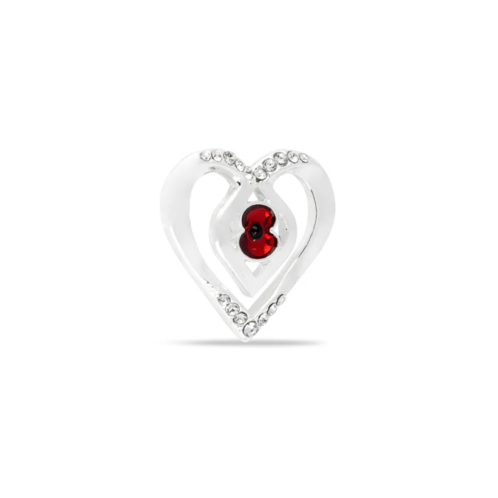 Eternity Crystal Heart Poppy Pin - Image 2