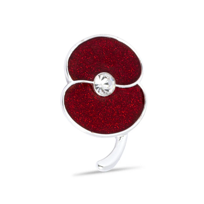 Glitter Poppy Pin with Crystal Centre - Image 2
