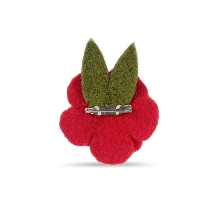 Large Felt Poppy with Leaves Brooch - Image 2