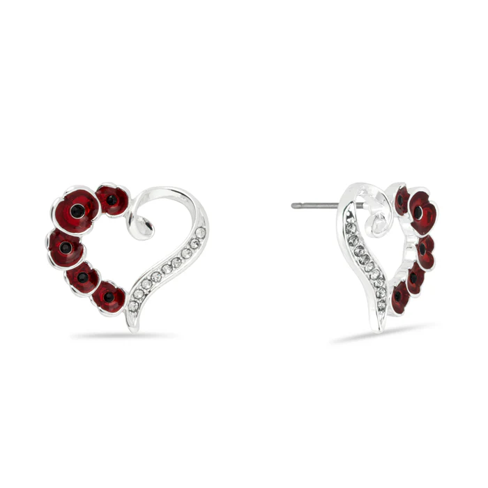 Multi Poppy Crystal Heart Stud Earrings - Image 2