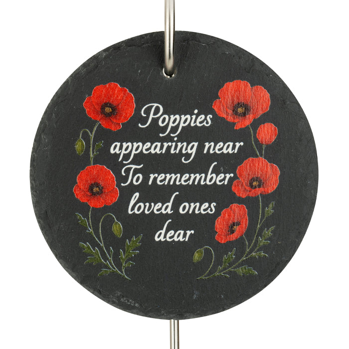 Poppies Appearing Near Slate Garden Plaque - Image 2