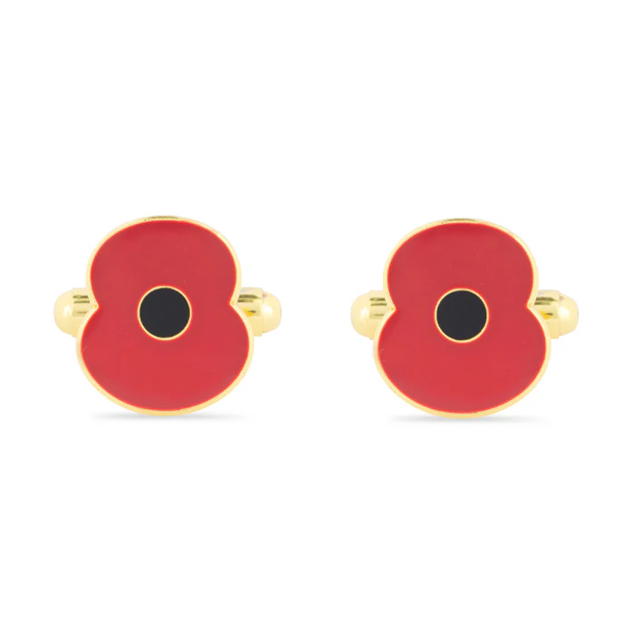 Red Enamel Poppy Cufflinks