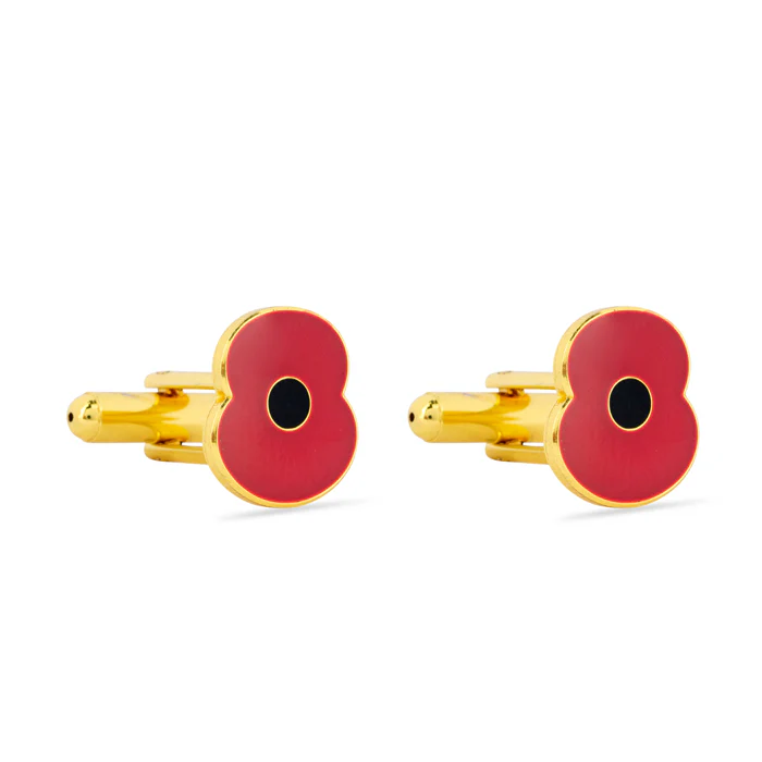Red Enamel Poppy Cufflinks - Image 2
