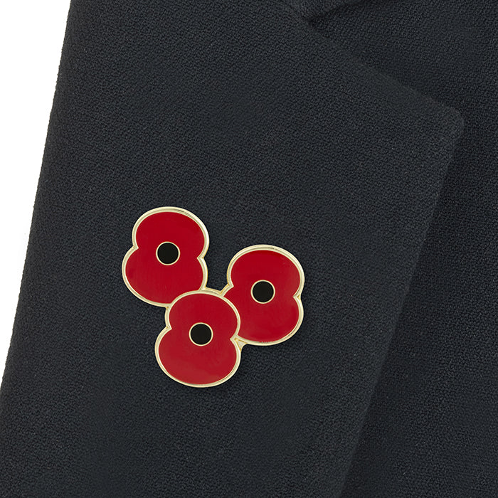 Red Enamel Poppy Trio Pin - Image 2