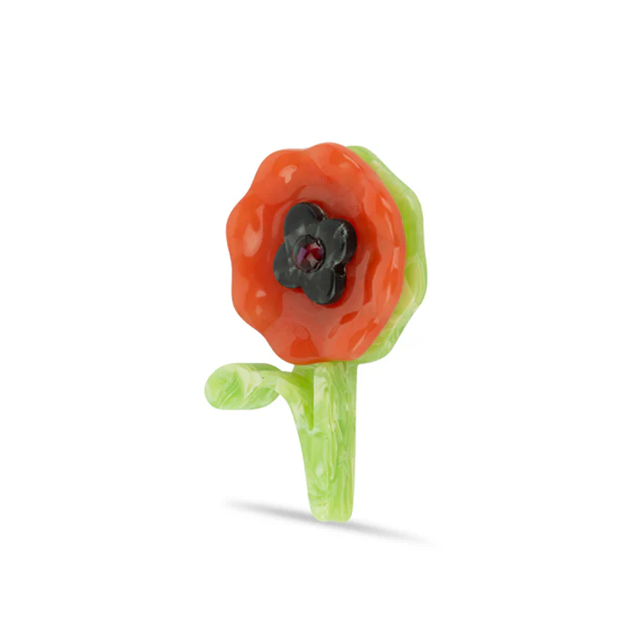 Resin Poppy with Stem Brooch - Image 2